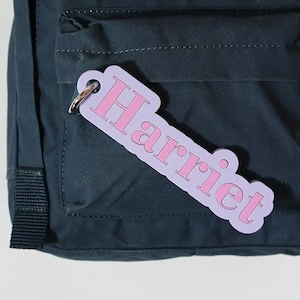Étiquette de sac d'école, porte-clés, nom personnalisé, étiquette de bagage, cadeau pour enfant, bas de Noël