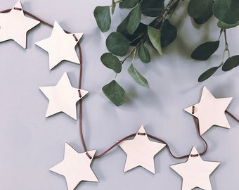 Wooden Christmas Star Garland | Festive Star Bunting | Scandi-Style Wooden Christmas Decoration