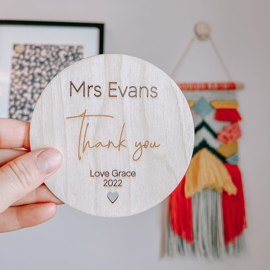 Thank You Teacher End of School Gift Wooden Personalised Gift for ...