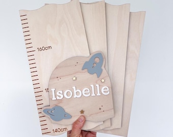 Space Personalised Height Chart Ruler | Growth Chart Ruler | Custom Nursery Decor | Wooden Chart