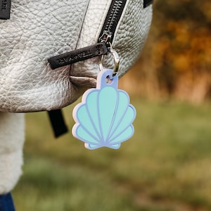 Porte-clés personnalisé Shell – Superposition | Étiquette pour sac en acrylique | Porte-clés tricolore | Porte-clés prénom cartable
