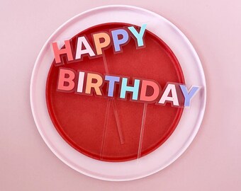 Rainbow Happy Birthday Cake Topper Cake Topper for Kids Reusable Cake Topper for Birthday