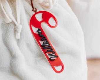 Candy Cane personalised Name Christmas Bauble Name Christmas Gift Christmas Ornament Acrylic Christmas Bauble