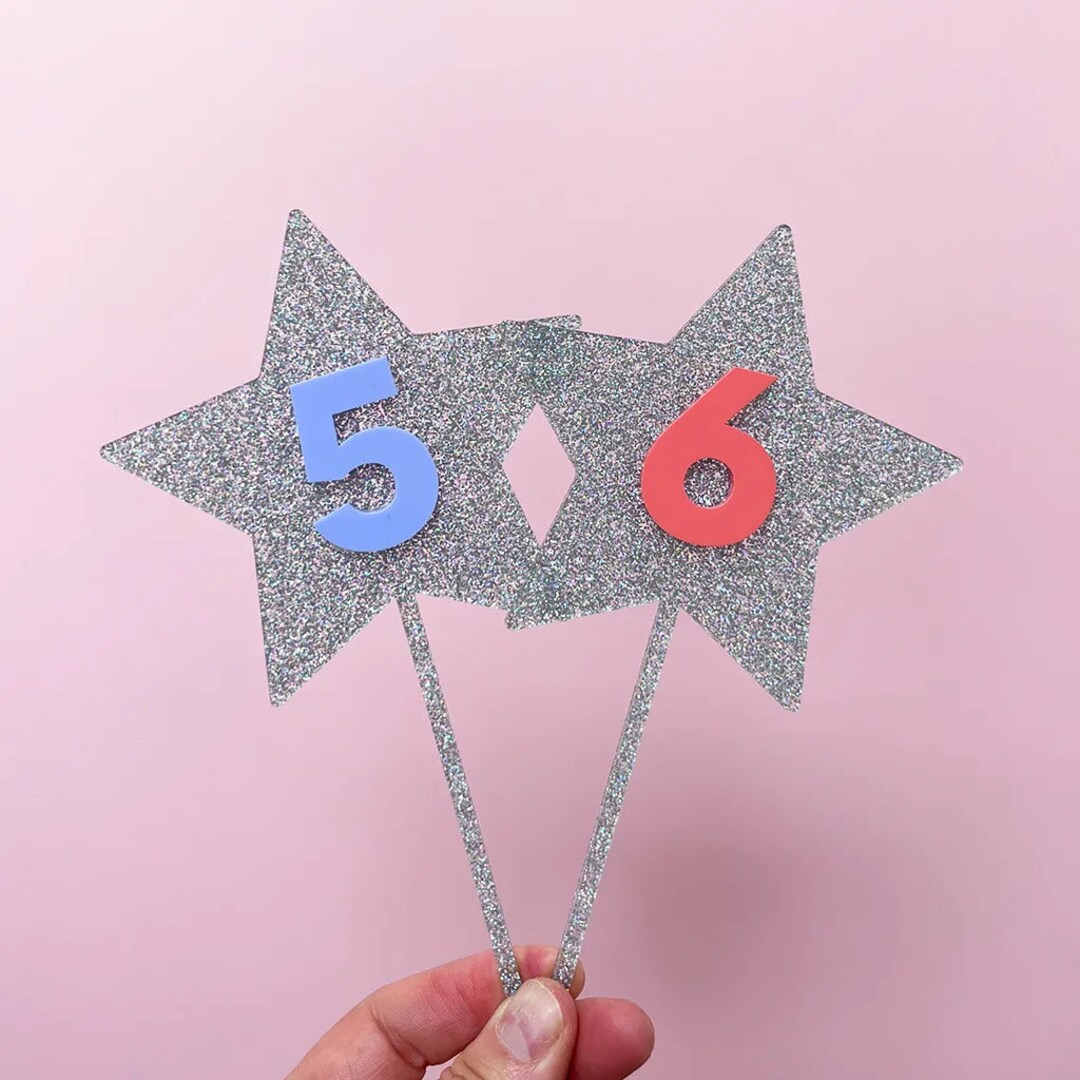 Acrylic Star Number Glitter Cake Topper Personalise Number Happy ...