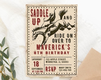 Editable Rodeo Birthday Invitation Rodeo Rustic Birthday Invitation Template Rustic Rodeo Cowboy Invitation PRINTABLE Corjl Template
