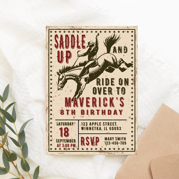 Editable Rodeo Birthday Invitation Rodeo Rustic Birthday Invitation Template Rustic Rodeo Cowboy Invitation PRINTABLE Corjl Template