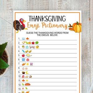 Thanksgiving Emoji Game Answer Thanksgiving Etsy