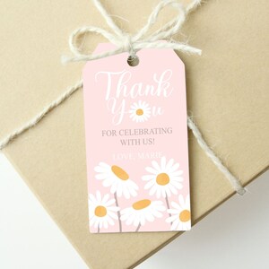Edytowalne stokrotki na urodziny, podziękowania, etykiety na smakołyki, etykieta na przyjęcie z okazji narodzin dziecka, etykieta na baby shower, stokrotka, boho, kwiatowa dziewczyna, cyfrowy, drukowany szablon Corjl