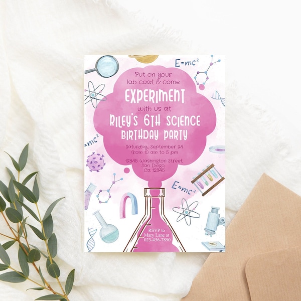 Printable Invitations Scientist Girl Birthday Party - Etsy