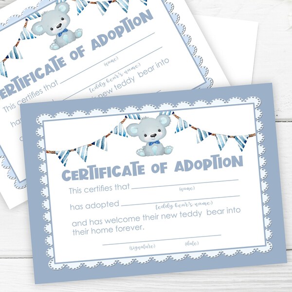 Adopt a Bear Certificate - Etsy