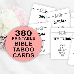 Juego de cartas tabú bíblico, juego de grupo, familia, imprimible, tabú bíblico, adultos, juego tabú de estudio bíblico, cristiano, cartas de juego tabú, religioso