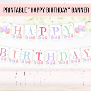 Cotton Candy Happy Birthday Banner Sign Birthday Flag Garland Cotton Candy Birthday Bunting PRINTABLE Cotton Candy Banner Decor