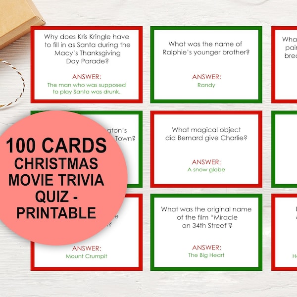 Christmas Movie Trivia Cards Etsy