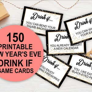 Bebida de Nochevieja si las cartas beben si los juegos, bebida de Año Nuevo si el juego de cartas, juego de cartas para beber, imprimible, bebida divertida si el juego, adulto NY202