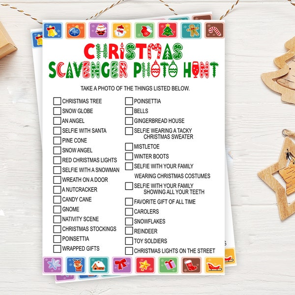 Christmas Scavenger Photo Hunt, Christmas Game, Printable Christmas Game, Fun Christmas Game,  Games for kids, Adults, Tweens, Teens, 1105