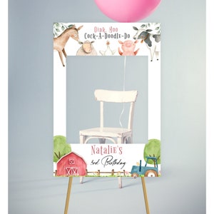 Editable Farm Animals Photo Frame Booth Sign birthday Prop Farm Barnyard Photo Booth Prop Frame Birthday PRINTABLE Corjl Digital Download