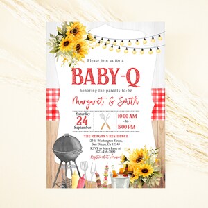Editable BBQ Baby Shower Invitation Couples Backyard Baby Shower Invite Baby-q Baby Shower Coed BBQ Shower Gender Neutral Printable Template