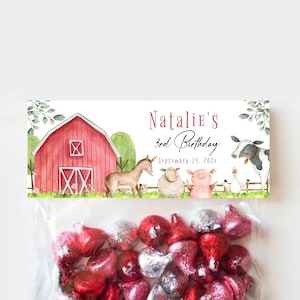 Editable Farm Treat Bag Topper Baby Shower Birthday Party Treat Bag Label Favor Label Farm Animals Barnyard PRINTABLE Corjl Template Digital