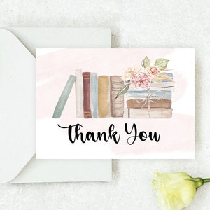Bewerkbare verhalenboek dank u kaart afdrukbare babymeisje nieuw hoofdstuk boek thema baby shower dank u afdrukbare digitale download Corjl-sjabloon
