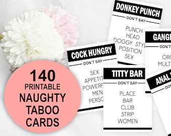 Dirty Naughty Taboo Game Cards, Printable Naughty Taboo, Adult Taboo, Bachelorette Party Game, Naughty Bachelorette, Dirty Thirty, Hen Party