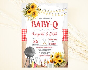 BBQ Baby Shower Invitation, Editable Baby-Q Template (Digital Download)