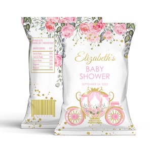 Editable Princess Chip Bag Label  PRINTABLE Chip Bag Favor DIY Princess Chip Bag Label  Princess Baby Shower Birthday party Corjl Template