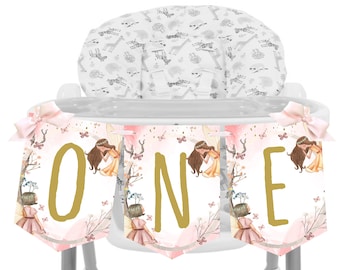 Banner de silla alta para primer cumpleaños de hada: Decoración de bosque encantado (IMPRIMIBLE)