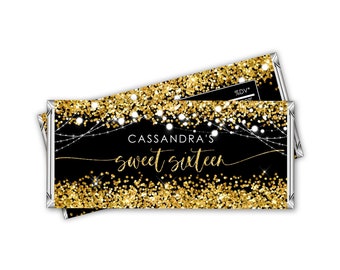 Printable Candy Bar Wrapper Sweet 16 Birthday Rose Gold Stripes Digital ...
