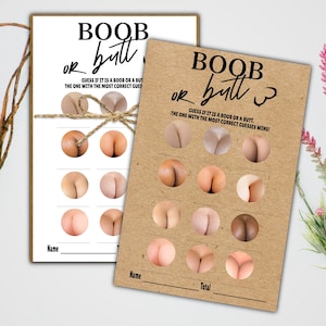 Bachelorette Boob or Butt Game, Boob Or Butt Bridal Shower Game, Boob Or Butt Hen Do Game, Boob or Butt Dirty Adult Game, Rustic