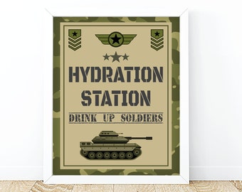 Camo Drink Sign Table Decor Birthday Party Sign Drinks Sign Hydration Station Sign Baby Shower Sign Military Army Soldier PRINTABLE Digital