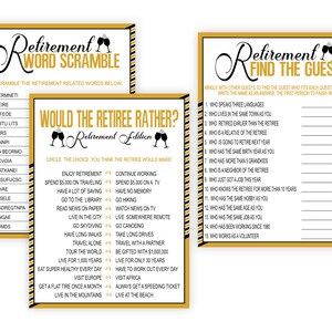 Retirement Party Games Printable, Retirement Games Bundle Pack ...