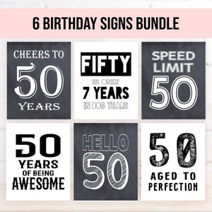 50th Birthday Signs Bundle Birthday Party Decorations 50th Birthday Posters Birthday Poster PRINTABLE Table Decor Fun 50th Birthday