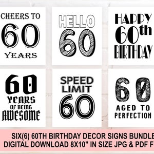 60th Birthday Party Signs Bundle: Printable Decor (digital Download) - Etsy