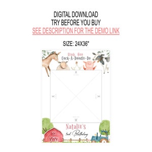 Editable Farm Animals Photo Frame Booth Sign Birthday Prop Farm ...