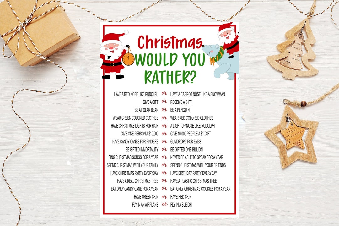 Christmas Would You Rather Game Christmas Party Game Christmas - Etsy
