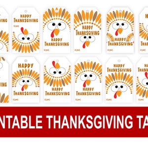 Happy Thanksgiving Tags Thanksgiving Gift Tags Thanksgiving Thankful Thank You Favor Tag  instant download printable Digital DIY tags simple