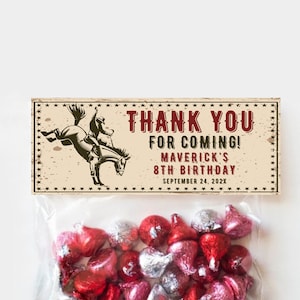 Editable Rodeo Treat Bag Topper Baby Shower Birthday Party Treat Bag Label Favor Label Rodeo Cowboy Horse Rustic PRINTABLE Corjl Template