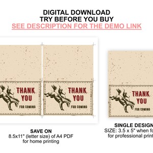 Editable Rodeo Thank You Card Printable Cowboy Rustic Horse Theme Baby ...
