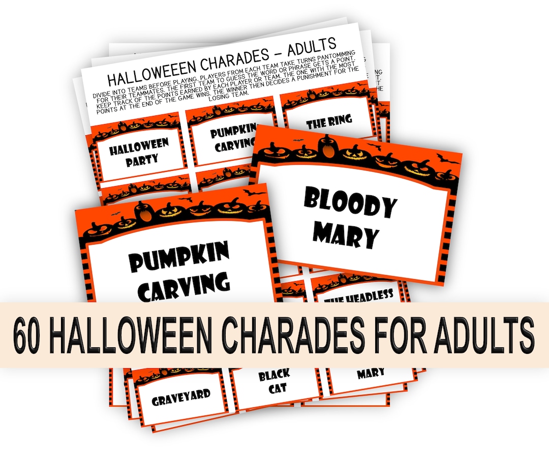 Printable Halloween Charades for Adults, Adult Halloween Charades ...