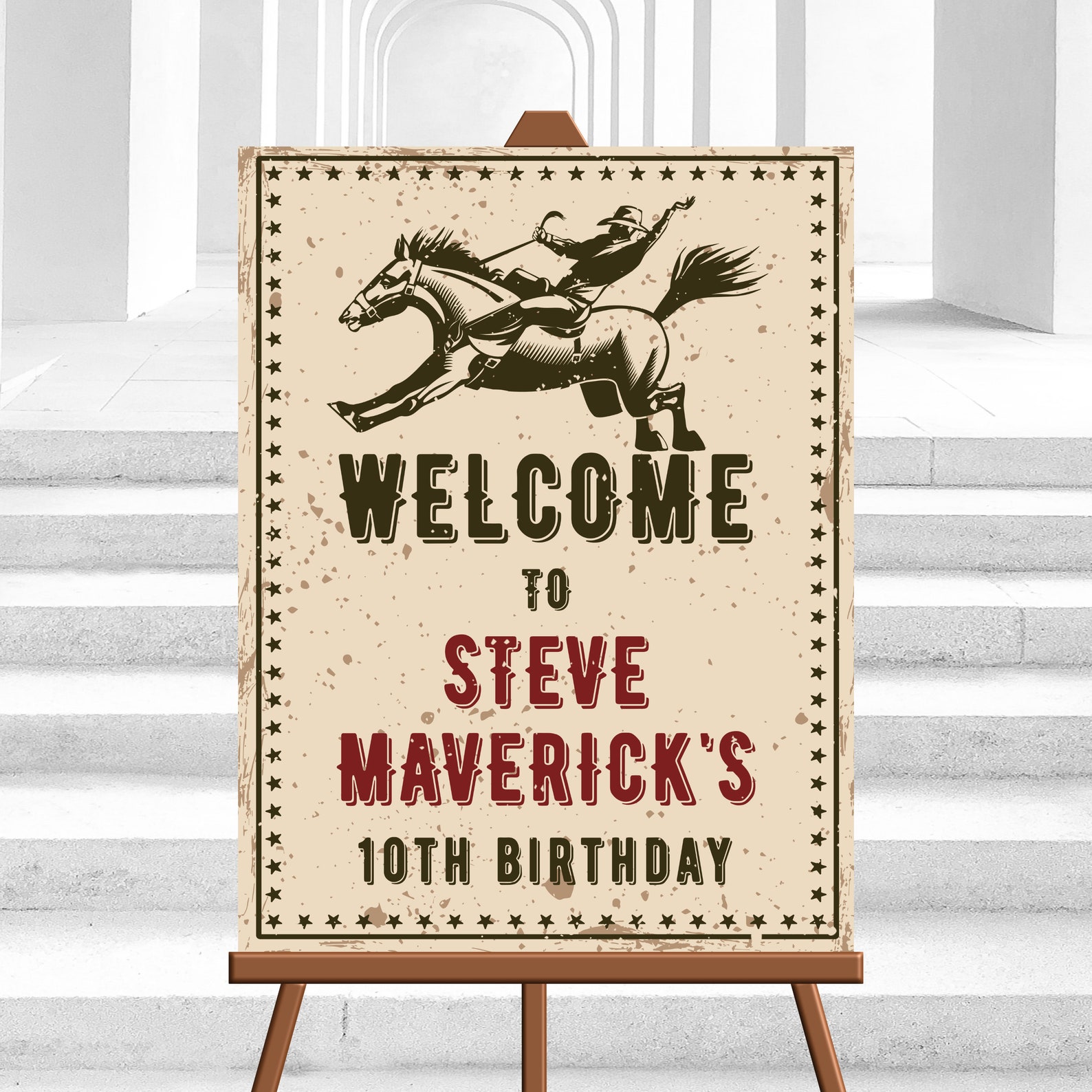 Editable Rodeo Birthday Welcome Sign PRINTABLE Horse Rustic | Etsy
