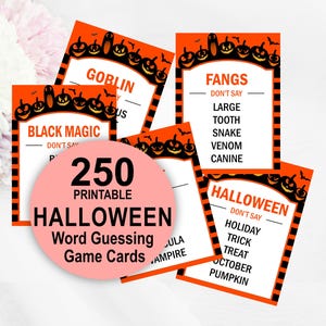 Halloween Word Cards for Party Fun, Family & Group Printable Activity