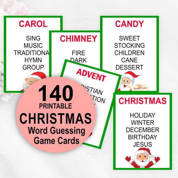 Christmas Word Cards for Holiday Fun, Family & Group Printable Activity