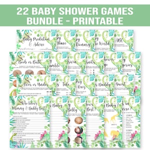 Dinosaur Theme Baby Shower Games, Baby Shower Games Dinosaur Theme, Dinosaur, Dino, Baby Trivia, Baby Traits, Baby Prediction, Mommy Daddy