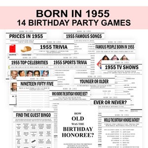 70er Geburtstag Spiele 1955 Geburtstag Spiele Bundle 1955 Trivia 70er Geburtstag Party Spiele für Männer Frauen Digital Printable Download