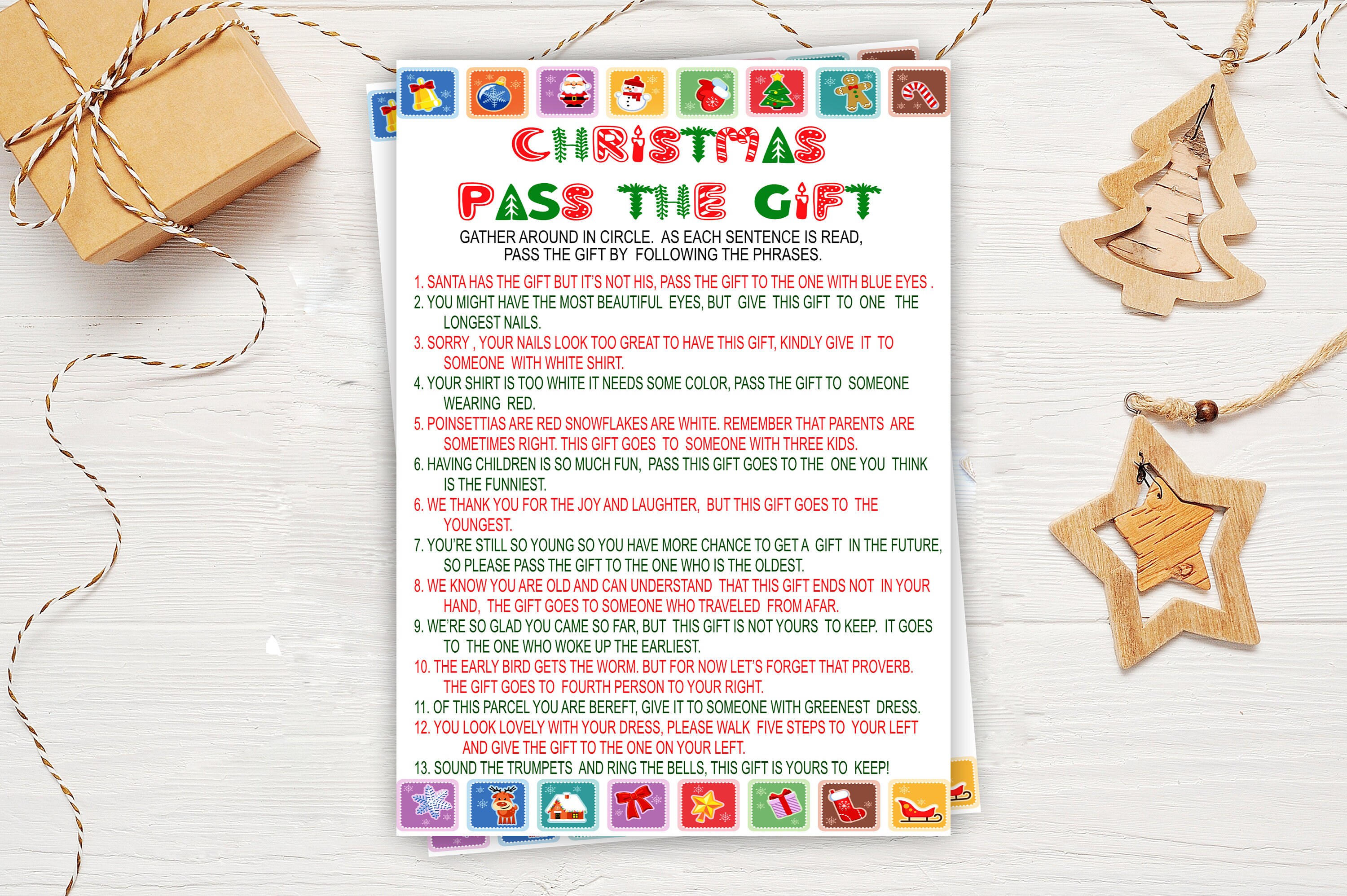 Christmas Pass The Gift Game Christmas Printable Game Fun Etsy Canada