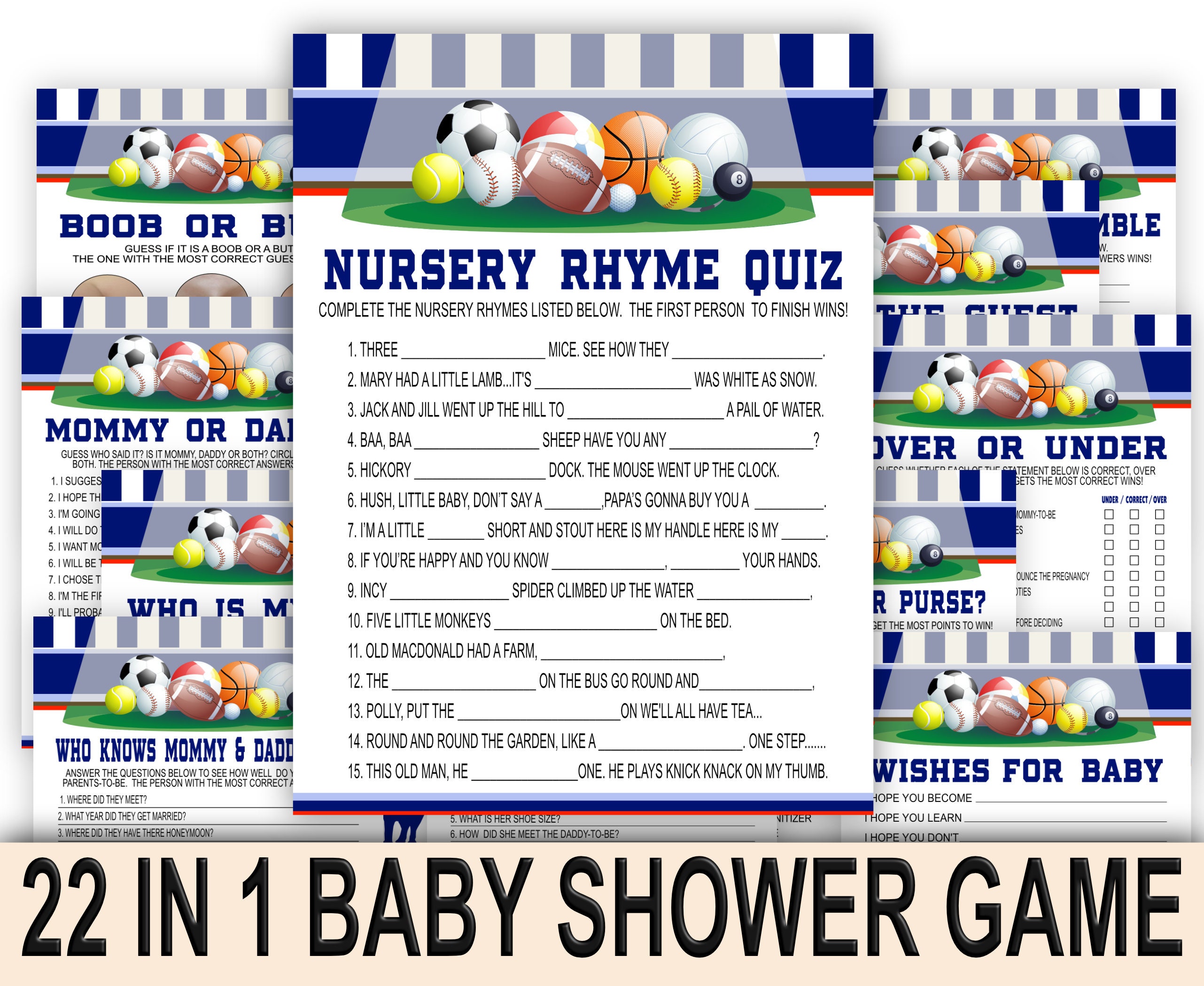 Sports Baby Shower Games Bundle Pack Sports Theme - Etsy
