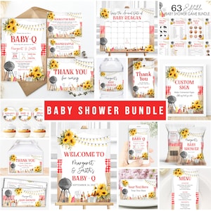 Editable BBQ Invitation Bundle BBQ Baby Baby Shower Invite Backyard Baby Shower Baby-q Baby Shower Coed BBQ Baby Shower Gender Neutral