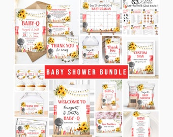Editable BBQ Invitation Bundle BBQ Baby Baby Shower Invite Backyard Baby Shower Baby-q Baby Shower Coed BBQ Baby Shower Gender Neutral