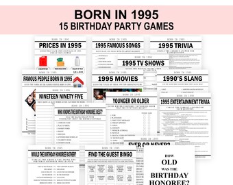 31st Birthday Party Games, Born in 1995 Birthday Games Bundle, 1995 Songs, 1995 Trivia, Fun 31st Birthday Party (Printable Digital Download)