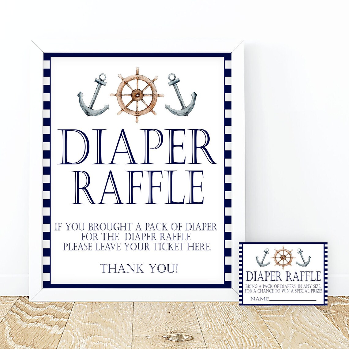 Nautical Diaper Raffle Tickets and Sign Blue Nautical Baby | Etsy